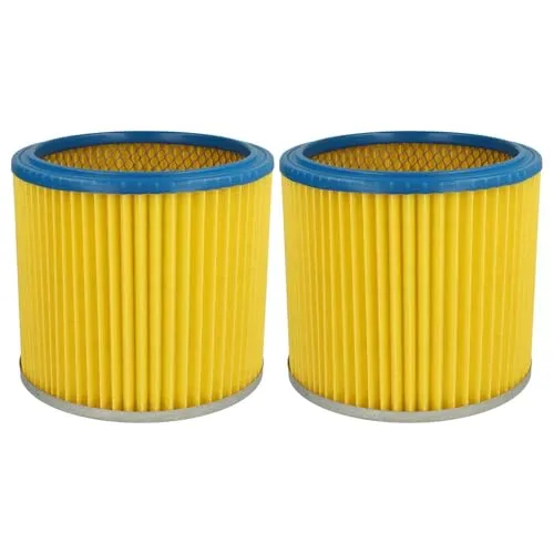 vhbw 2x Faltenfilter kompatibel mit Parkside PNTS 35/5(E/S), 30/9(E/S), 30/8(E/S) Staubsauger - Patronenfilter, Blau Gelb