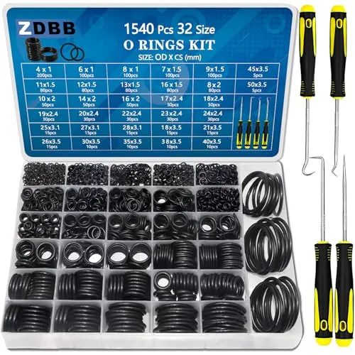 ZDBB 32 O-Ringe Sortiment Kit – 1540 Teile aus Nitrilkautschuk - Vielseitiges O-Ringe Set mit 32 Größen für Reparaturen in Wasserhähnen, Hochdruckreinigern und mehr. Hochwertiger Nitrilkautschuk sorgt für Langlebigkeit und Temperaturbeständigkeit. Ideal für Heimwerker und Profis.