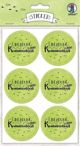 BASTELMATERIAL DEKO-STICKER EINLADUNG KOMMUNION APFELGRÜN BASTELN