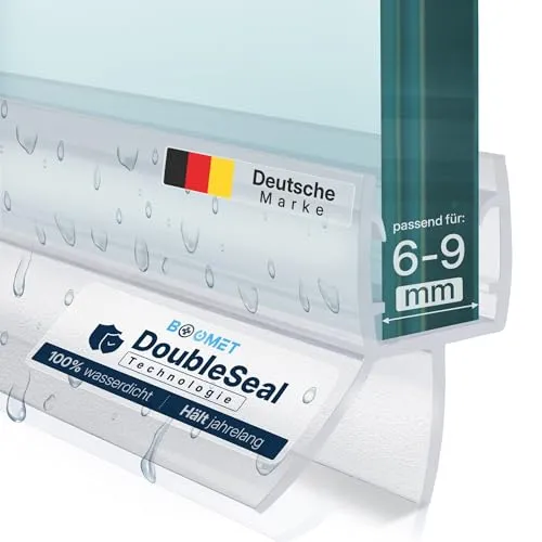 BOOMET Duschdichtung 6mm 8mm · Langlebige Duschdichtungen für Duschtüren · Universal Dichtung Dusche Glastür · Duschlippe für Duschkabinen Dichtungen · Duschtürdichtung unten (1x 100cm)