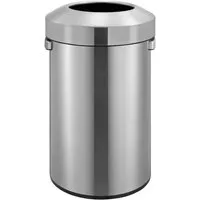 PROREGAL® Mülleimer 60L - Stilvoller Edelstahl-Abfallsammler - Haushaltszubehör: Offener Abfallsammler aus gebürstetem Edelstahl, 60L Volumen, mit Fingerabdruck fester Beschichtung und hygienischem Verschluss für einfachen Müllentsorgung.