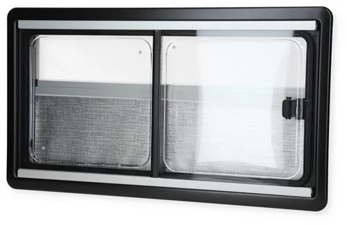 Dometic S 4-Schiebefenster 900 x 500 mm - Zeltfenster mit Polyurethan-Rahmen für hohe Wärmedämmung, ausgestattet mit Insektenschutz und Verdunkelungsrollo – ideal für Camping und Outdoor-Aktivitäten.