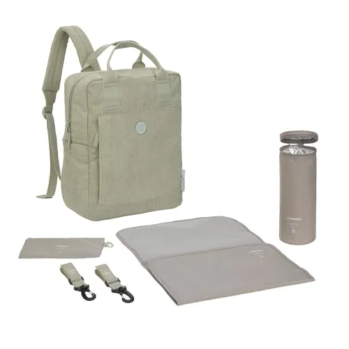 LÄSSIG Wickelrucksack Green Label Vividal, light khaki grün - Wickeltasche mit wasserabweisendem Material, inklusive isoliertem Flaschenhalter und herausnehmbarer Wickelunterlage – ideal für unterwegs.