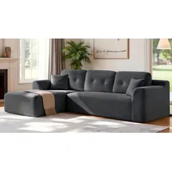 VASAGLE Modulares Ecksofa mit Liege links, 244 cm, grau - Sofort einsatzbereit: Einfach auspacken und Komfort genießen. Flexibles Design passt sich an Ihre Bedürfnisse an und ist ideal für Wohnzimmer oder Gästezimmer. Weicher Bezug und hochwertige Polsterung sorgen für ein angenehmes Sitzgefühl.