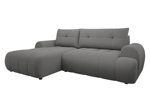 Mirjan24 Ecksofa Fliog mit Bettkasten, 3 Sitzer L-Form Sofa mit Schlaffunktion, Eckcouch für Wohnzimmer, Couch mit Bettfunktion (Velo 635, Seite: Links)