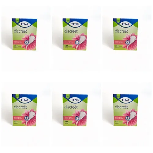 TENA DISCREET Mini Magic 6x34 Stk. - Unauffällige Inkontinenzslip-Einlagen - Inkontinenzeinlagen für diskrete Sicherheit, besonders dünn und atmungsaktiv für optimalen Tragekomfort.