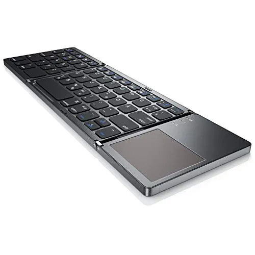 CSL - Bluetooth Tastatur klappbar mit Touchpad für PC Smartphone oder Tablet - faltbares Keyboard im Super Slim Design - Multitouch-Gestensteuerung Windows 8 8.1 10 11 - QWERTZ deutsches Layout