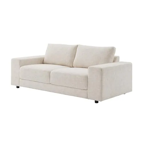 Riess Ambiente LOFT Sofa - 3-Sitzer Champagner Beige - KOMFORTABEL – 3-Sitzer Sofa mit Taschenfederkern für ein angenehmes Sitzgefühl. ROBUST – Strapazierfähiger Chenillebezug für hohe Langlebigkeit. FLEXIBEL – Rundum bezogen, ideal für moderne Wohnkonzepte. Maße: 210 x 68 x 100 cm.