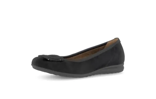 GABOR "FLORENZ" Ballerina, Damen, Gr. 38, schwarz - Elegante Ballerina aus Ziegenveloursleder, ideal für festliche Anlässe und den Business-Alltag, mit Komfortweite G für extra Bequemlichkeit.