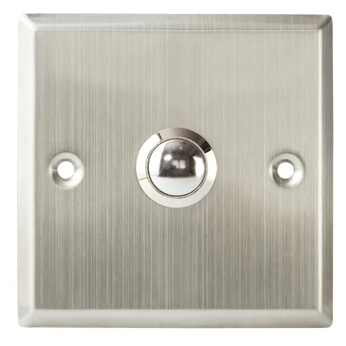 Blanko Edelstahl Klingelblende 86 x 86 mit Taster, Klingel mit Klingelknopf