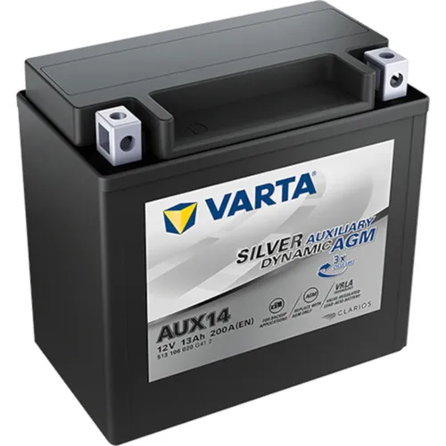 Varta AUX14 SILVER AUXILIARY DYNAMIC AGM 513 106 020 - 13Ah Stützbatterie, leistungsstark und wartungsfrei für zuverlässige Backup-Anwendungen