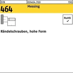 DIN 464 Rändelschraube hohe Form VG M6x12 Messing blank 25 Stk - Schrauben in hoher Form, ideal für einfache Handhabung und präzise Befestigungen, perfekt für Heimwerker und Profis.
