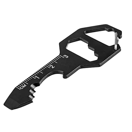 NEO TOOLS Schlüsselanhänger mit 6 Funktionen: Sechskantschlüssel, Lineal, Schlitzschraubendreher, Flaschenöffner, Messer, multifuktion survival, camping, outdoor