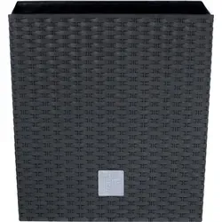 Prosperplast Übertopf Rato Square anthrazit 26,5 x 26,5 x 50 cm - Garten-Zubehör aus wetterfestem Polyrattan, mit herausnehmbarem Innentopf und optionalem Erdbewässerungssystem für optimale Pflanzenpflege.