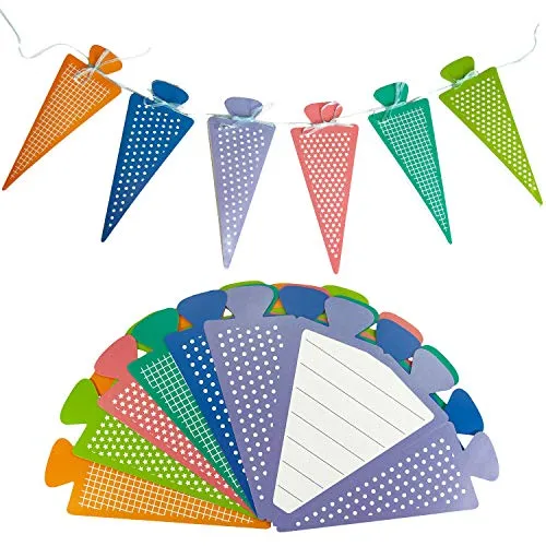 Oblique Unique® 6X Zuckertüte als Einladungskarten oder Girlande für Schuleinführung Schulanfang Einschulung Schulbeginn Einladungen mit beschreibbarer Innenseite
