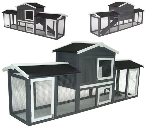 Apex XXL Kleintierstall für Kaninchen und Hasen - Geräumiger XXL Hasenstall mit zwei Etagen und großem Freilaufgehege, ideal für artgerechte Tierhaltung. Inklusive hygienischem Schubboden für einfache Reinigung und wetterfestem Dach.