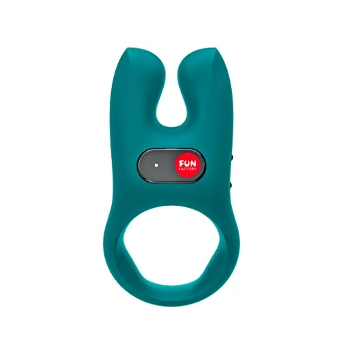 FUN FACTORY Penisring mit Vibrator NOS Deep Sea Blue, Sexspielzeug für Männer & Paare, flexibler Premium Cock-Ring mit Dualmotor & Klitoris-Stimulator – 100% medizinisches Silikon