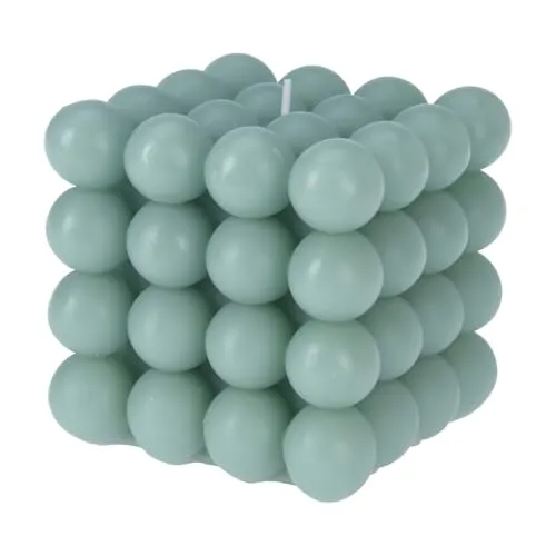 Deko Bubble Kerze Grün Groß 10 x 10 cm Bubblekerze 630g Eckig Dekokerze Wachskerze
