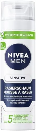NIVEA MEN Sensitive Rasierschaum 200 ml - Hautpflegemittel für Männer, schützt und pflegt empfindliche Haut während der Rasur für ein angenehmes Erlebnis.