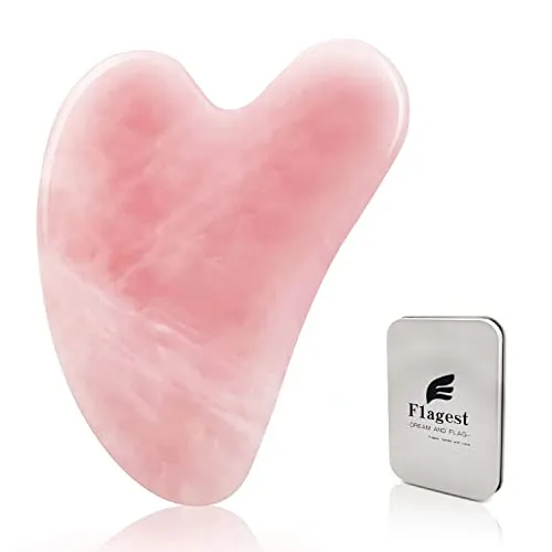 Flagest Gua Sha Gesichtsbehandlung mit Rosenquarz Herzform Guasha Board JKratz-Massage Tool Anti-Falten Werkzeug für Gesichts-Scraping - Heart Shape Jade Trigger Point Treatment on Face