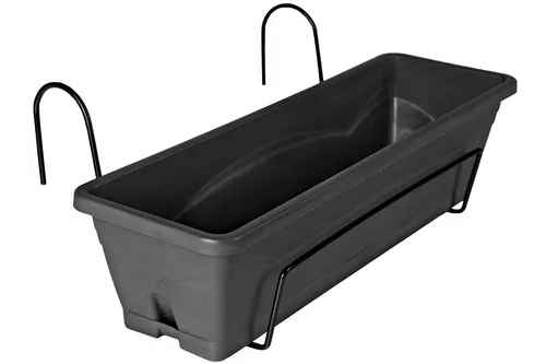 Ondis24 Balkonkasten Rom Set mit Balkonaufhängung - Praktisches Set mit 3 UV-beständigen Blumenkästen und 1 Aufhängung. Ideal für Balkon-Dekoration, mit integriertem Wasserspeicher für gesunde Pflanzen. Maße: 49x15x12 cm.
