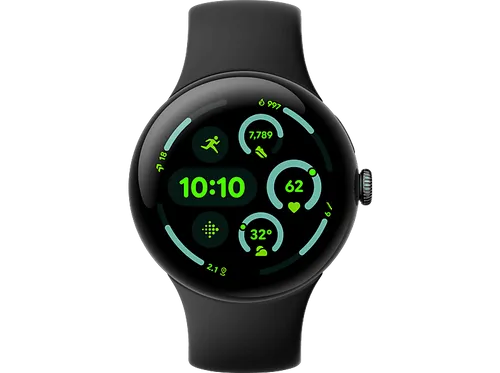 GOOGLE Pixel Watch 3 (Wi-Fi) 45 mm - Aluminium Smartwatch mit Fluorelastomer, größeres Display und erweiterte Fitbit-Funktionen für Fitness-Enthusiasten