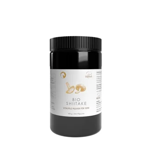 Pilze Wohlrab | Bio Shiitake Pulver für Tiere | 300 g Dose | Reines Shitake Pilze Pulver | Höchste Bio-Qualität