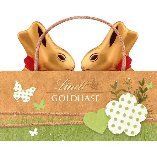 Lindt Natur Edition Tasche Goldhase mit dem Glöckchen um den Hals 100g
