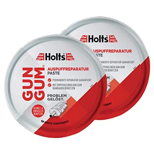 Holts Reparaturmasse Gun Gum 200g - Auspuff Reparatur Paste in 2-tlg. Packung, ideal für dauerhafte Abdichtungen und hitzebeständig, perfekt für schnelle Reparaturen.