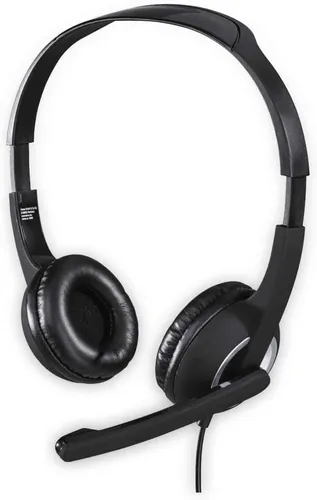 Hama 53982 PC-Headset ESS 300 - Ultra-leichtes On-Ear Stereo-Headset, flexibles Mikrofon und 2m Kabel für komfortables Chatten und Musikhören