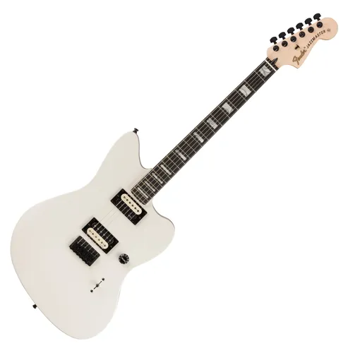 Fender Jim Root Jazzmaster Arctic White E-Gitarre - Jazzmaster E-Gitarre mit Jim Root Signature, Mahagoni-Korpus und EMG Humbuckern für kraftvollen Sound, inklusive Deluxe Black Tweed Koffer.