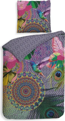 ZO! Home Renforcé Bettwäsche Digital - Kolibri - Mandalas, grau 200 x 200 cm - Hochwertige Renforcé Bettwäsche aus 100 % Baumwolle mit bunten Mandalas auf grauem Hintergrund. Atmungsaktiv und hautfreundlich für erholsamen Schlaf. Praktischer Reißverschluss und Wendebettwäsche für vielseitige Nutzung.