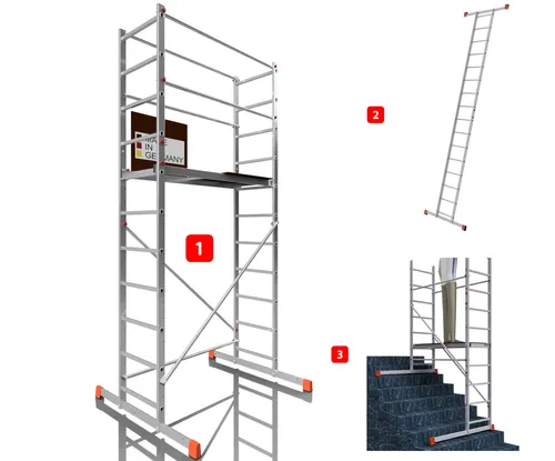 ALTEC AluCombine® 3.0-400 - 4m Alu Standgerüst - Gerüste für Maler- und Montagearbeiten, mit korrosionsbeständiger Konstruktion und rutschsicherer Plattform für optimale Sicherheit und Flexibilität.