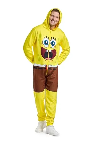 OppoSuits Spongebob Onesie für Erwachsene - Nickelodeon Pyjama mit Taschen - Schlafoveralls für Herren, stylischer und bequemer SpongeBob Onesie mit geräumigen Taschen für Snacks, perfekt für gemütliche Tage und Fans von Bikini Bottom.
