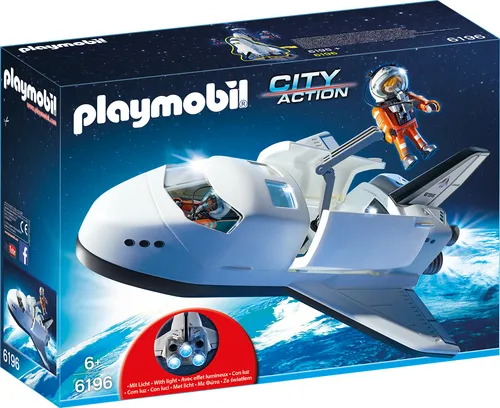 PLAYMOBIL 6196 City Action Space Shuttle - Space Spielzeug mit Lichtmodul und Bordkanone, ideal für kreative Weltraummissionen und Abenteuer für Kinder ab 6 Jahren.
