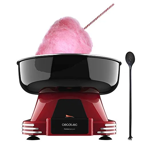 Cecotec Zuckerwattemaschine Fun&Sugar - Retro-Design Zuckerwattemaschine mit 500 W, ideal für Partys und Familienfeiern. Völlig zerlegbar, spülmaschinenfest und einfach zu bedienen – für zuckerfreie Leckereien ohne Öl!