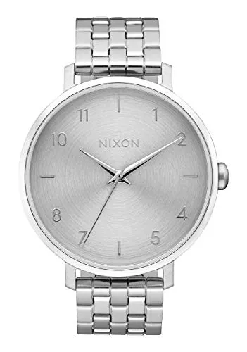 Nixon Mechanische Uhr Arrow Damenarmbanduhr - Elegante Armbanduhr aus gebürstetem Edelstahl, wasserdicht bis 10 bar und mit Automatik-Faltschließe für höchsten Tragekomfort.