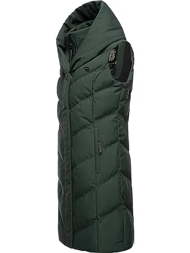 Ragwear Damen Winterjacke Natalka Vest Dark Green, Gr. L - Funktionsjacke aus 100% veganem Material, wasserdicht und windabweisend, ideal für Outdoor-Aktivitäten in der kalten Jahreszeit.