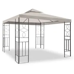 WASSERDICHTER Pavillon Romantika 3x3m Metall - Ideal für jede Wetterlage - Pavillon 300x300 cm mit 100% wasserdichtem Dach aus Polyester. Perfekt für Partys und Feste, schützt zuverlässig vor Regen und Hitze.