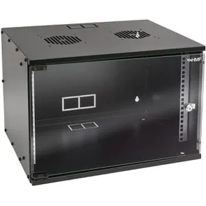 HMF Netzwerkschrank 65707-02, 19 Zoll, 7HE Wandgehäuse - Robustes 19 Zoll Wandgehäuse aus Stahlblech, ideal für Server-Zubehör mit abschließbarer Sicherheitsglastür und Platz für bis zu 60 kg.