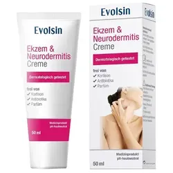 Evolsin Ekzem & Neurodermitis Creme - Medizinprodukt zur Linderung von Ekzemen und Neurodermitis, beruhigt gereizte Haut und lindert Juckreiz, hautfreundlich und frei von Corticoiden und Antibiotika.