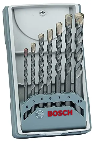 Bosch CYL-3 Betonbohrer Set, 7-teilig für Schlagbohrmaschinen - Professionelles 7-teiliges Bohrer-Set für präzises Arbeiten in Beton und Mauerwerk. Mit langlebigen Hartmetall-Schneiden für hohe Widerstandsfähigkeit und optimalen Bohrmehlabtransport. Ideal für Dübelbohrungen.