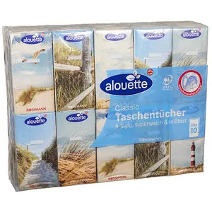 alouette Taschentücher 4-lagig weiß – 30x 10 Tücher - Papiertaschentücher, weich und waschmaschinenfest – ideal für empfindliche Nasen und um Fussel in der Waschmaschine zu vermeiden.