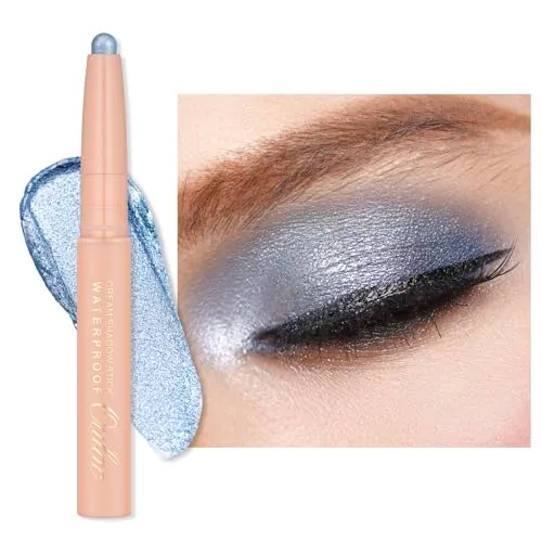 Oulac Lidschatten Blau Wasserdicht, Drehbarer Lidschatten-Stift Hält 24 Stunden+, Metallic Finish, Vegan 3.6g (18) Careless Whisper