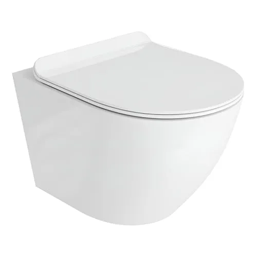LAVITA Wand-WC Sofi Slim - Elegante Hänge Toilette mit Soft-Close Deckel - Stylische, spülrandlose Hänge-Toilette in Weiß, mit komfortablem Soft-Close WC-Sitz und hygienischer Montage. Ideal für moderne Bäder und einfache Reinigung.