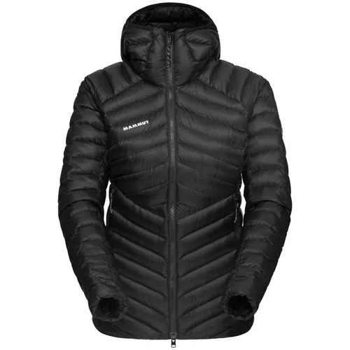 Mammut Broad Peak IN Hooded Jacket Women Black (L) - Jacke für Bergabenteuer, bietet mit 800 cuin Bauschkraft und hydrophoben Daunen zuverlässigen Wärmeschutz, auch bei Nässe, und lässt sich kompakt verstauen.