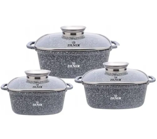 Zilner Funktionelles 3Er Set Bratpfannen/Töpfe 2,8/4,4/6.5L Topfset Induktion, Töpfe beschichtet, Kochtopf Set| Kochgeschirr Set, Topfset induktionsgeeignet Zl-7077
