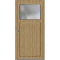 Kunststoff-Nebeneingangstür K504 98 cm x 198 cm DIN L - Dekor Kiefer - Nebeneingangstür mit isolierter Füllung für optimale Wärmedämmung und dekorativem Mandarin-Ornamentglas. Besonders stabil mit 5-fach Rollzapfenverriegelung für erhöhte Sicherheit.