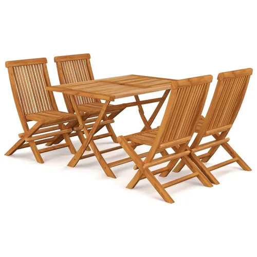 vidaXL Teak Massiv Gartenmöbel Set 5-TLG. - Hochwertige Gartensitzgruppe - Esssets für die Terrasse, aus langlebigem und witterungsbeständigem Teakholz, ideal für Camping oder Picknick im Freien.