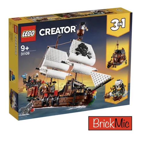 LEGO Creator 3-in-1 Piratenschiff Set - Kreatives Spielzeug mit 3 Bauoptionen: Piratenschiff, Taverne oder Insel, ideal für kreative Abenteuer ab 9 Jahren